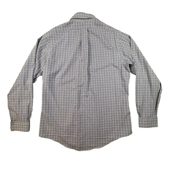 Brooks Brothers Men's L Slim Fit Blue & White Gingham LS Dress Shirt‎ SEE DESC - Picture 2 of 16